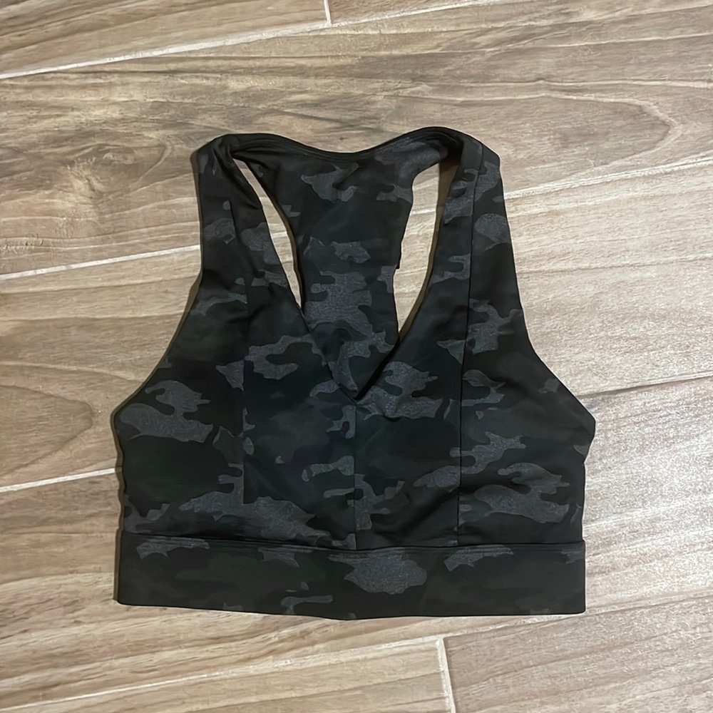 Grey camo sports bra